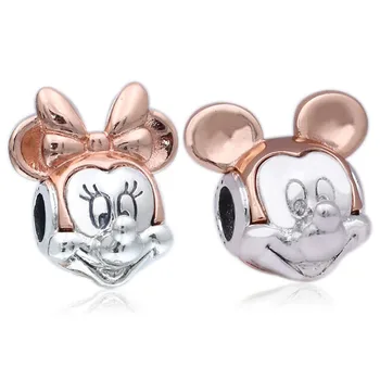

Original Rose Gold Two-tone Minnie Portrait Beads Fit 925 Sterling Silver Bead Charm Pandora Bracelet Bangle Diy Jewelry