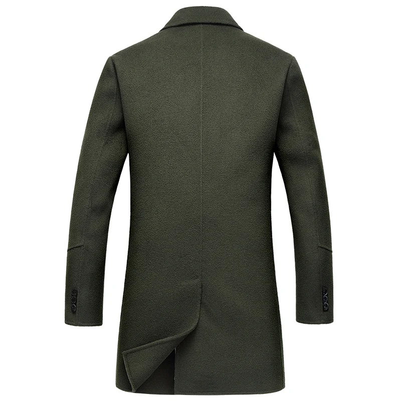 Aismz New Fashion Winter Double Sided Wool Cashmere Overcoat Men Jacket Coat Business Casual Single Button Long Woolen Outwear