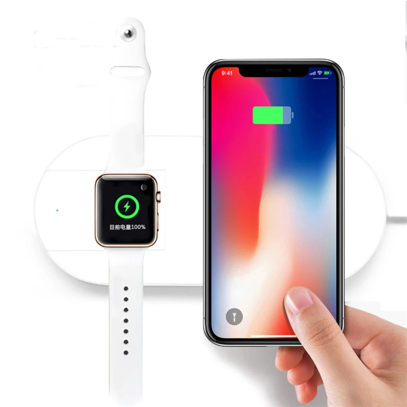 Беспроводное зарядное устройство Qi 2 в 1 для iPhone Xs Max XR X 8 Plus быстрая зарядка 10 Вт