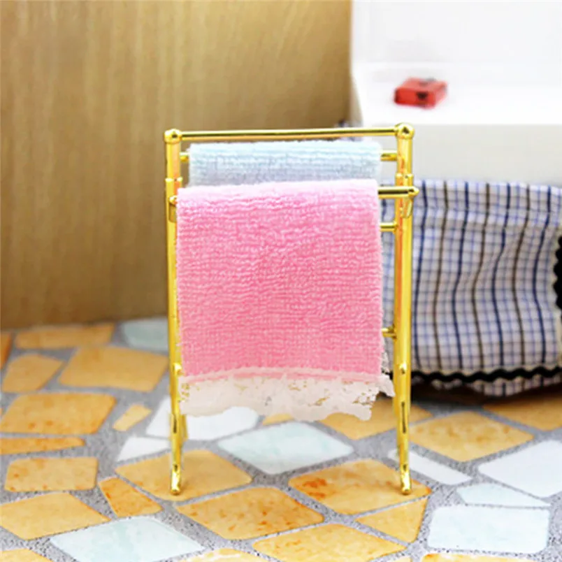 112 16 Dollhouse Miniature Scene Model Mini Towel Rack Pretend Play Toy Happy Life Mini Accessory 112 30AG02 (2)