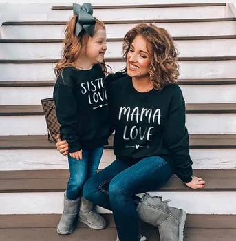 

Mother And Daughter Clothes Letter Family Matching Sweater Long Sleeve Mommy And Me Sweatshirt T-shirt Mom And Daughter Clothes