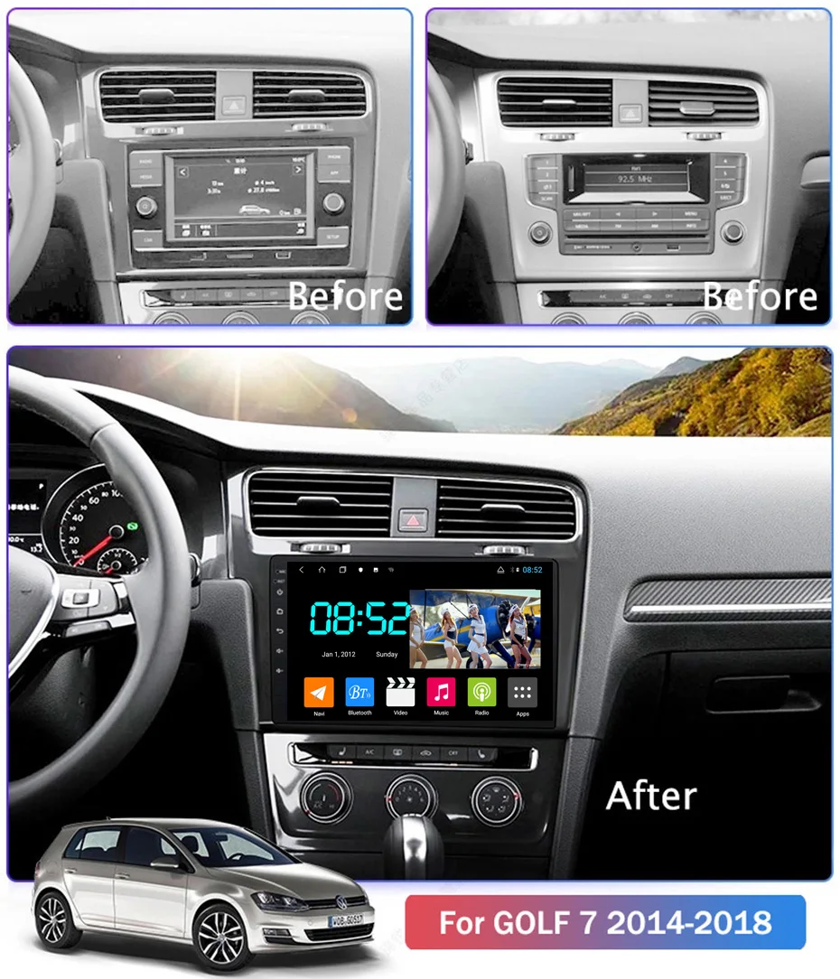 Android 8,1 автомобильный DVD 1din мультимедийная система Navi для VW Golf 7- Автомобильный gps навигатор стерео головное устройство BT SWC wifi