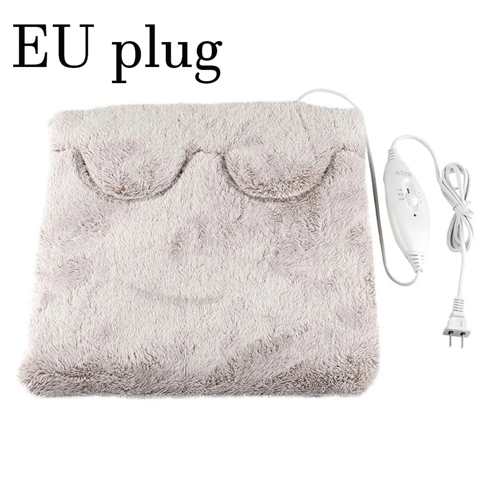 EU plug Теплые тапочки с электрогрелкой для ног; теплые зимние тапочки на подушке; Теплая обувь; зимнее электроодеяло - Цвет: EU plug