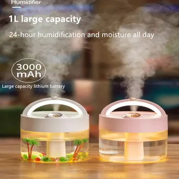 

2000ml Home Appliances USB Humidifier Portable Ultrasonic Cool Mist Aroma Air Oil Diffuser Romantic Color LED Lamp for Office