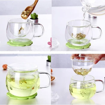 

350ML Transparent Clear Glass Milk Mug Coffee Tea Cup Teapot Kettle With Tea Infuser Filter & Lid Home Office Drinkware