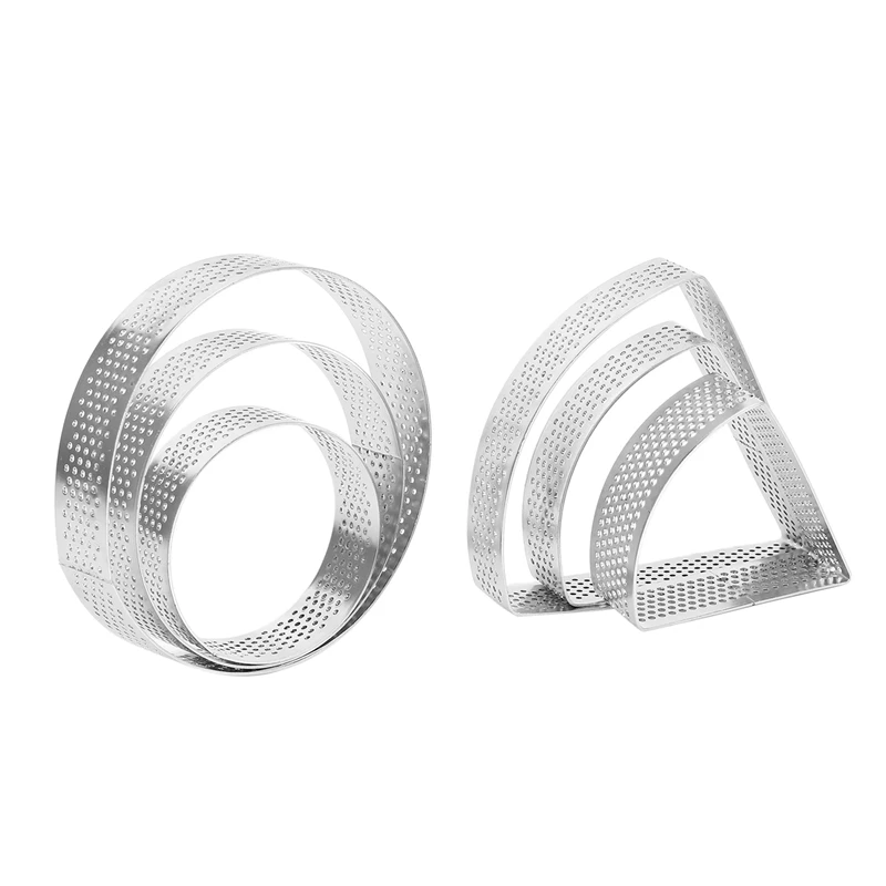 Stainless Steel Perforated Tart Rings Heat-Resistant Porous Cake Mousse Molds Ring Non-Stick Bottom Tower Pie | Дом и сад