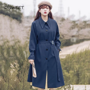 

Autumn Lapel Loose Trench Coat Woman Harajuku Single-Breasted Long Sleeved Autumn Windbreaker Ladies Simple White Windbreaker