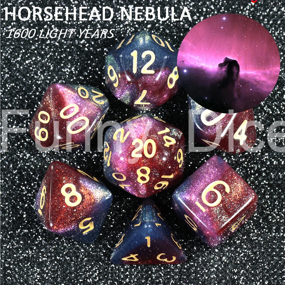 Amazing Effect Dice Set with Dice Box Starry Stars Galaxy Dice 7Pcs DnD RPG Games Gift Christmas gift