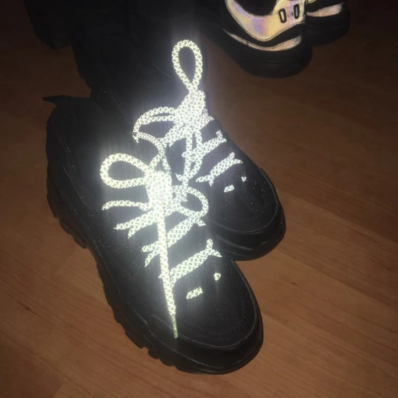 1Pair 3M Reflective Shoelaces Sneaker Shoelace Sport Shoelaces Round Rope Shoe Laces Length 100/120/140/160CM Strings