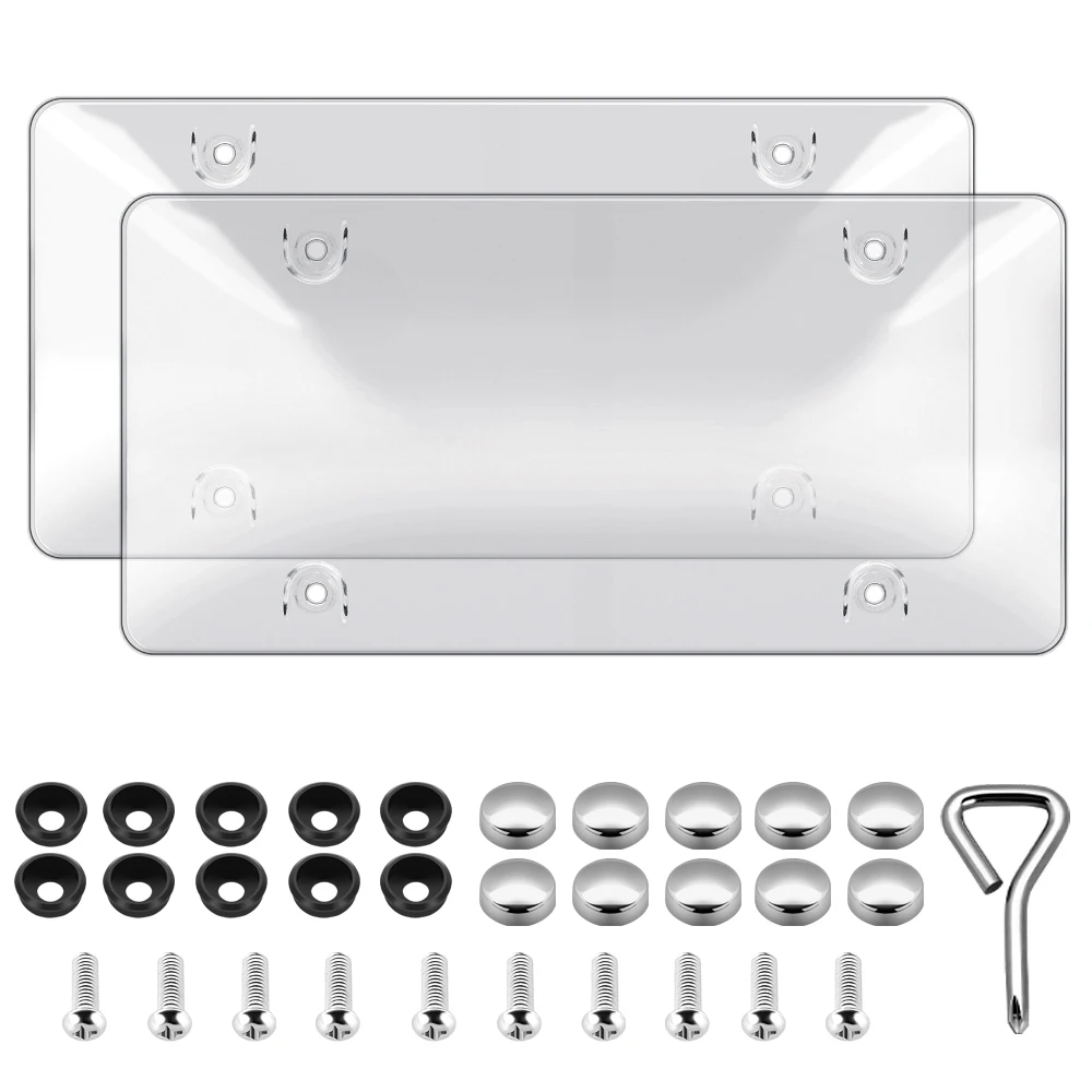 

XCCPJ License Plate Cover2PcsCar AccessoriesSmoked Clear White/Blue/Gray Frame Cover,Tinted Clear Unbreakable Plastic Covers