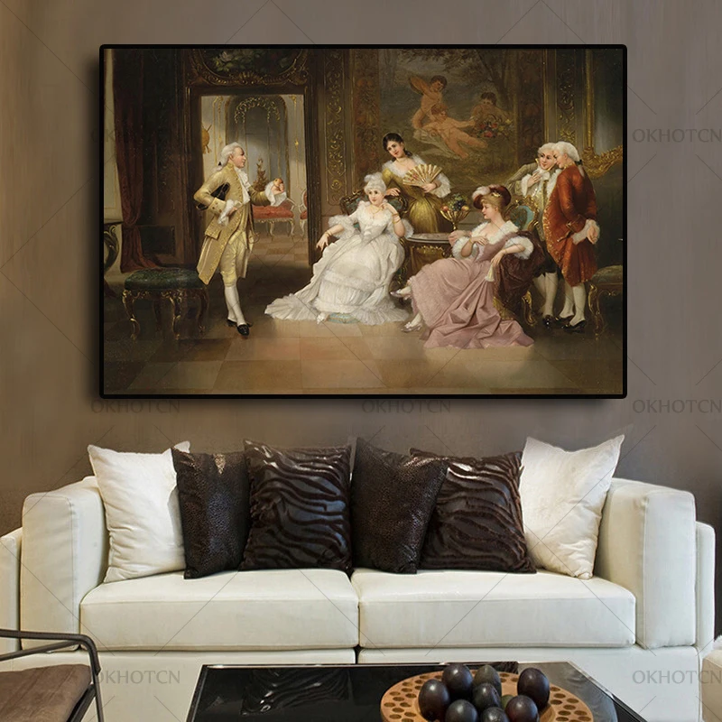 European Party Palace Portrait Retro Print Oil Canvas Painting And Poster Art Scandinavian Wall Picture Home Decoration | Дом и сад