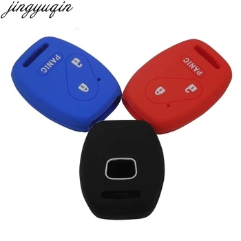 

jingyuqin 10pcs 3 Buttons Silicone Skin Car Key Case Cover FOB For Honda CIVIC Pilot Accord Car Styling remote key shell