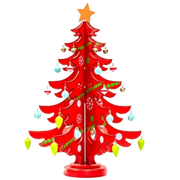 

Decor Crafts 3D Wooden Assembling Christmas Tree Home Bedroom Decor New Year Education Gift Decoration Wall Hanging Xmas Handmad