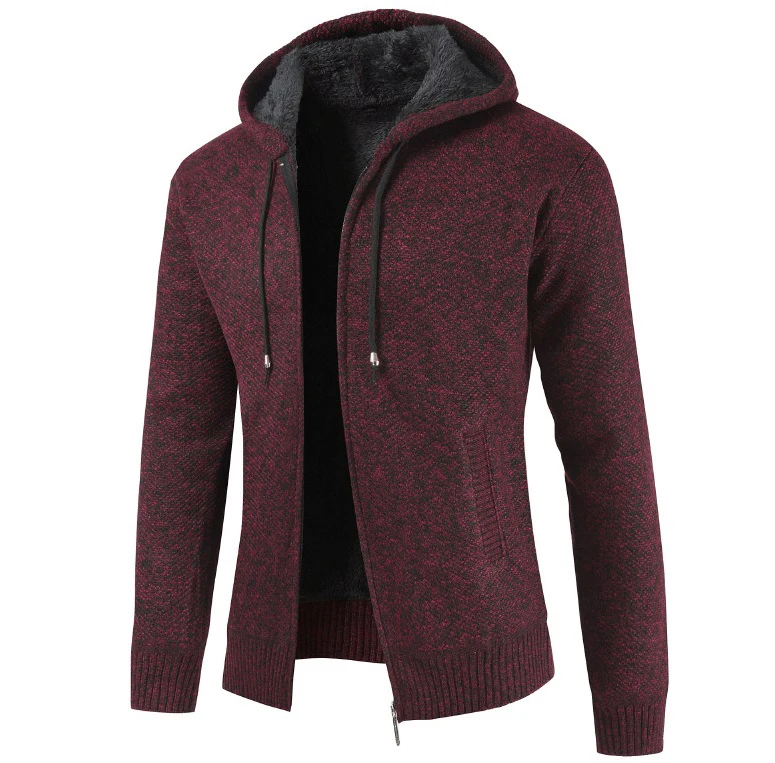 NEGIZBER Winter Jacket Men Solid Slim Fit Hooded Mens Coat and Jackets Thick Fleece Wool Jacket Men Warm Outwear Coats