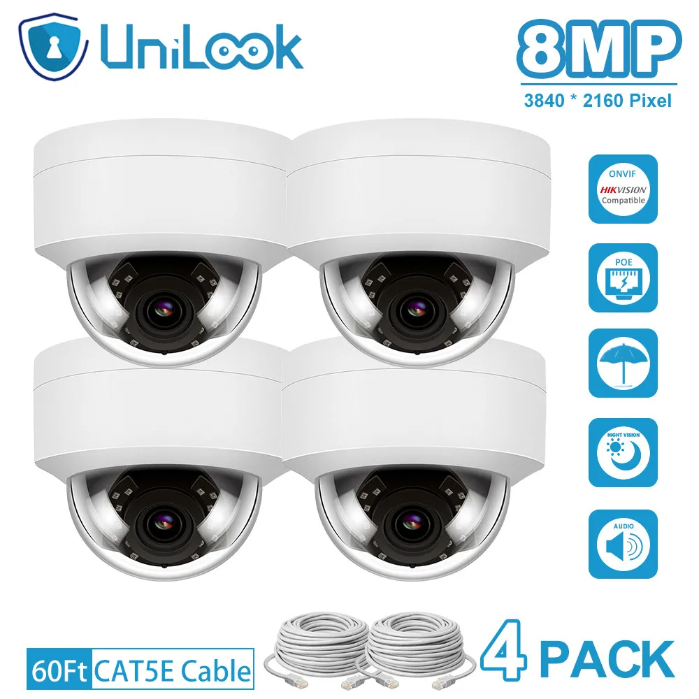 Камера видеонаблюдения UniLook 4K 8 Мп Ultra HD POE IP аудио микрофон Hikvision поддержка Onvif