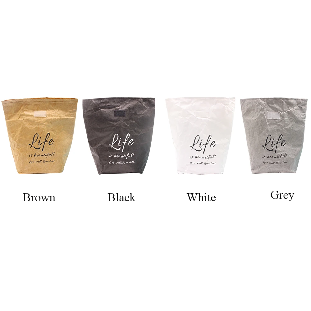 Office Thermal Insulation School Brown Paper Foldable Large Capacity Food Container Reusable Fresh Keeping Portable Lunch Bag