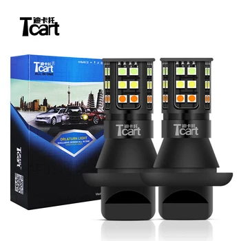 

Tcart Car LED DRL&Turn Signal Light 7440 T20 for Mazda 3 accessories 2017-2018 auto LED three color white Daytime running light