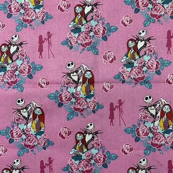 

Beautiful Cartoon Skull 100%Cotton Fabric Skull Jack Girl Print Dress Fabric Patchwork Cloth Sewing Materia DIY Shirt Clothing