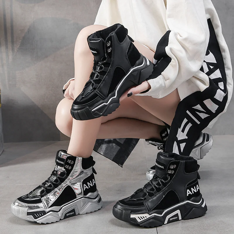 TKN Woman Winter Platform Shoes Female Plus Warm Ankle Boots Women Designer Chunky Casual Sneakers Lace-up Winter Boots 2010