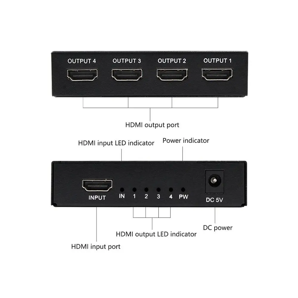 HDMI й 1X4 1x2 HDMI 1 In 4 Out 1 1 In 2 Out 080P 3D  ġ, DVD HDTV Ʈ  