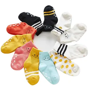 

3361 3 Pairs/bag 2020 Spring And Autumn New Children's Socks Boys And Girls Baby Short Tube Half Jacquard Smile Socks