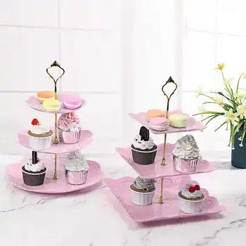 

Cake Stand Afternoon Tea Wedding Plates Party Tableware New Bakeware Plastic Tray Display Rack Cake Decorating Tools 3 Tier