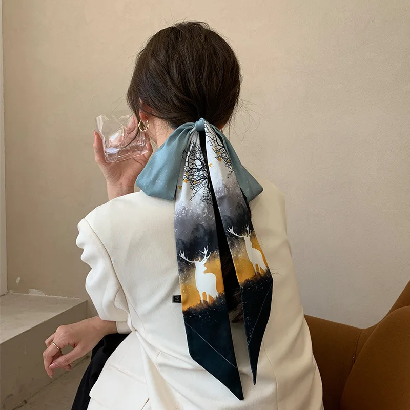 Ribbon Hand Bag Wrist Towel Headscarf Satin Skinny Ribbon Scarf DIY Luxury  Soft
