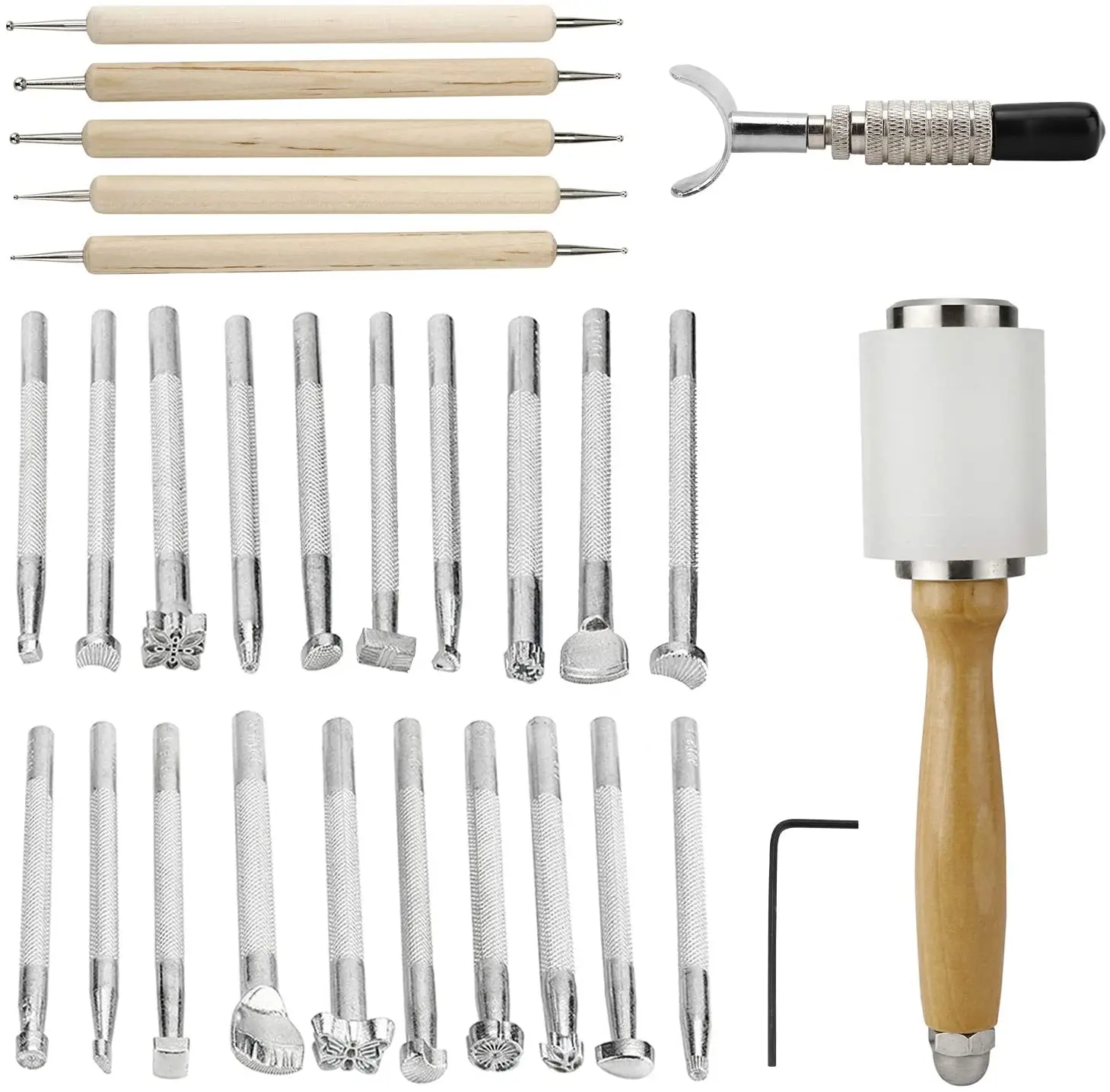 

Leather Stamping Tool Dir Leather Handmade Carving Working Saddle Making Tools Set Leather Craft Stamps 27pcs Set