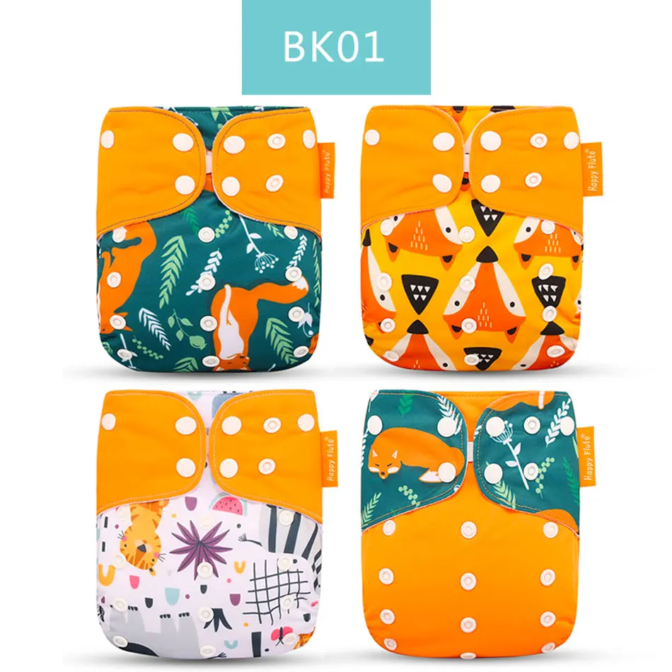 BK01 only diaper Happyflute 4 шт./компл. моющиеся Экологичная ткань с ромбовидным узором регулируемые подгузники многоразовые подгузники из ткани тканевые подгузники подходит на Возраст 3-15 кг для малышей - Цвет: BK01 only diaper