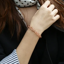 585 браслет цвета розового золота для женщин Модный витой волнистый браслет Ювелирные изделия Подарки вечерние подарки браслет длина регулируется LCB36