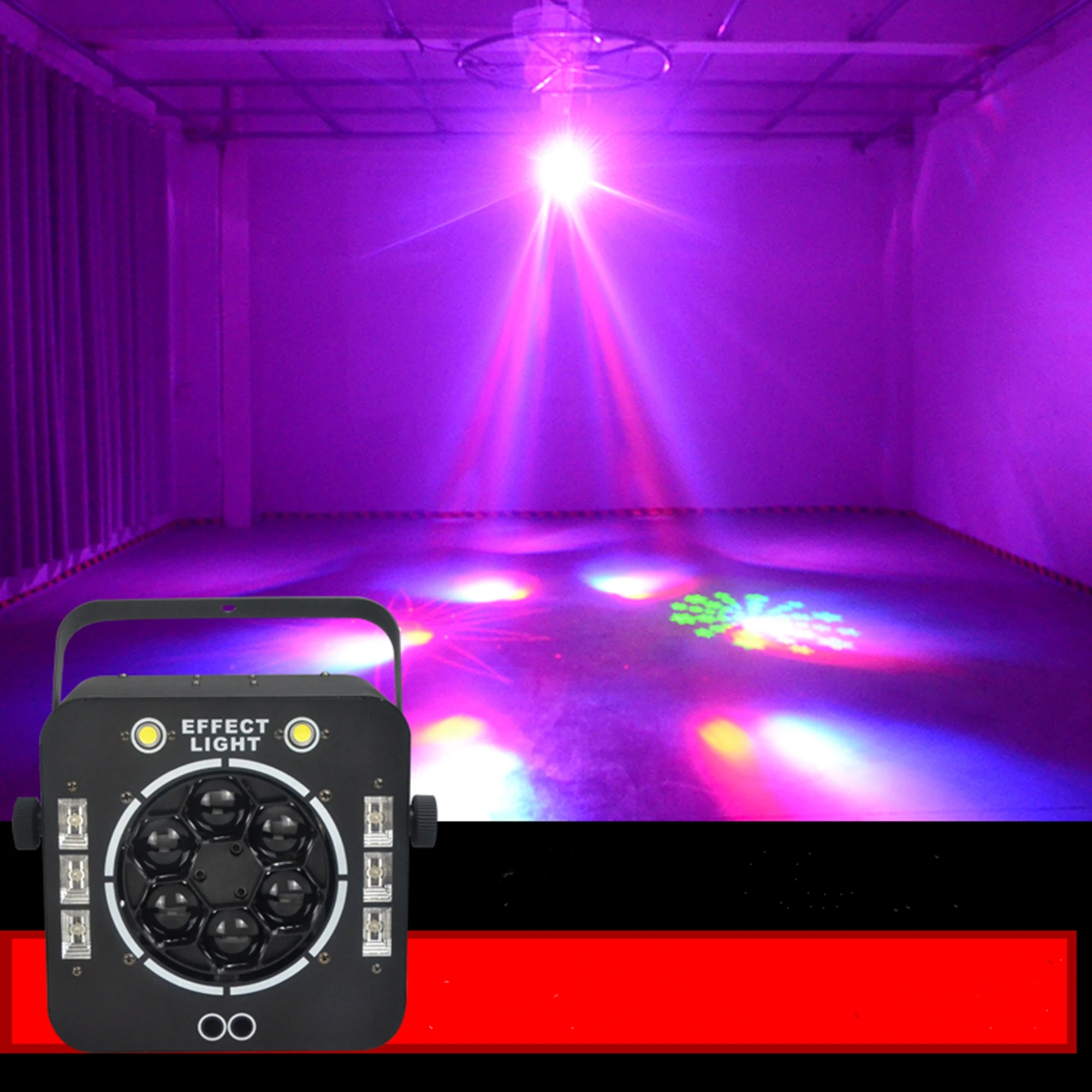 Luzes do Palco Olho de Abelha Controle de Efeito 4 em 1 Laser Rotação dj Disco Ktv Festa Clube Mostrar Desempenho Led Luz Cor 6 Luzes e Iluminação