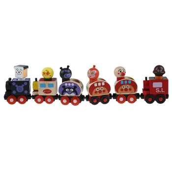 

Set of 6 Wooden Magnetic Bread-shape Little Train Model Educational Toys