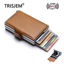 Мужской Смарт RFID Блокировка защита тонкий держатель для карт кошелек Hasp Rfid кошельки алюминиевый кредитный держатель для карт Чехол кошелек