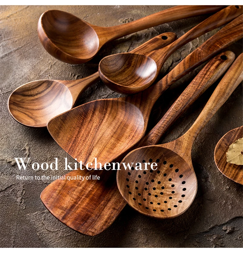 INDONESIAN TEAK WOOD KITCHEN UTENSIL GIFT SET (7 PIECES) – Pandan Market