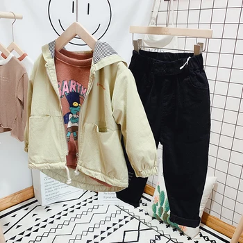 

new 2019 autumn boys fashion style letter jacket with hood 1pc kids handsome jacket girls jacket