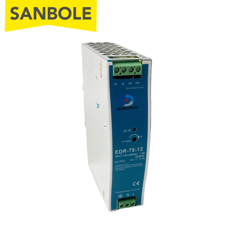 EDR-75-24 Switch Power Supply 75W 12V 24V 48V Guide DIN Rail Mounting Type Source Transformer AC DC Metal Shell LED Strip