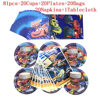 

81Pcs/51Pcs Birthday Disposable Cartoon Blaze and the Monster Machines Party Decoration Disposable Kid Napkin Cup Party Supplies
