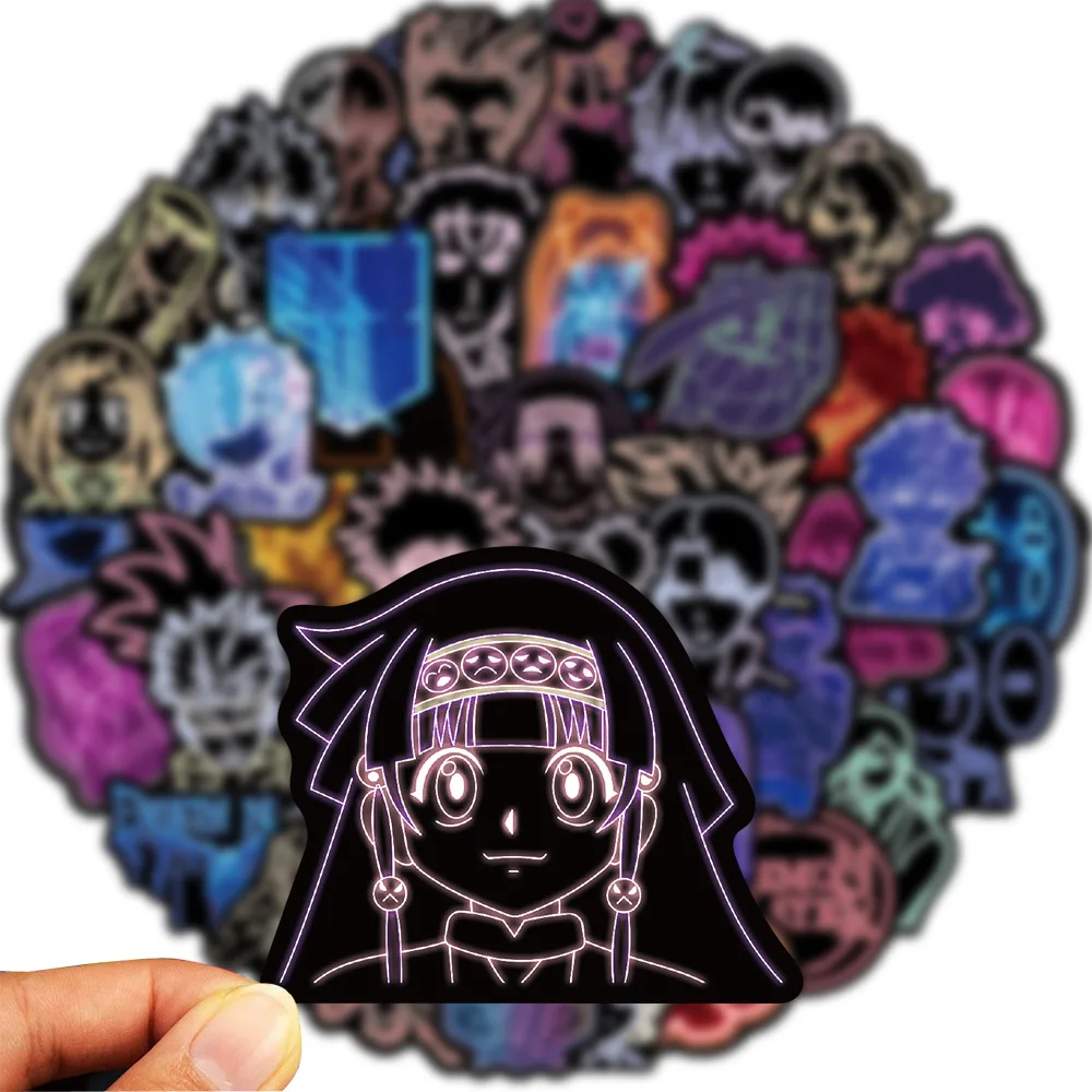 10/30/50PCS Neon Light Anime Stickers Mix Jujutsu Kaisen Attack on Titan Stickers DIY Car Phone Laptop Bike Toy Sticker for Kids