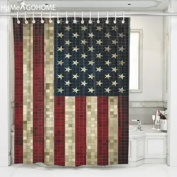 

American Flag Shower Curtain 3D Mosaic Decoration Waterproof Fabric Bathroom Shower Curtain Cheap Bath Curtain Duschvorhang