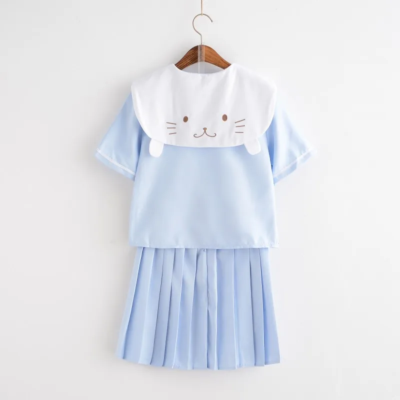 JK Униформа костюм моряка японская девушка колледж Ветер студенческий школьный класс короткий рукав японский стиль светильник синяя юбка+ топ+ галстук