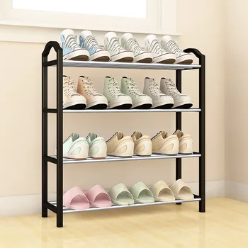 

3/4 Tier Shoe Rack Adjustable Fabric Shoe Shelf Storage Organizer Non-Slip Metal Closet Entryway Bedroom Footwear Organizer