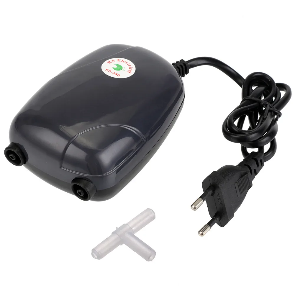 

EU Plug Silent 5W 4.5L/min Aquarium Air Pump Fish Tank Mini Aerator Oxygen Pump Double Outlet Air Pump Aquarium Accessories