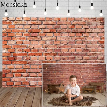 

Newborn Red Brick Wall Photography Background Retro Bricks Backdrop Children Portrait Decoration Props Banner Studio Baby Shower