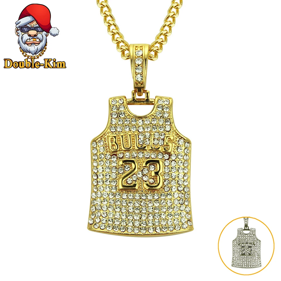 23 Jersey Zircon Pendant Necklace Men Hiphop Rock Street Culture Zinc Alloy Inlaid Chain Fashion Jewelry Gift | Украшения и