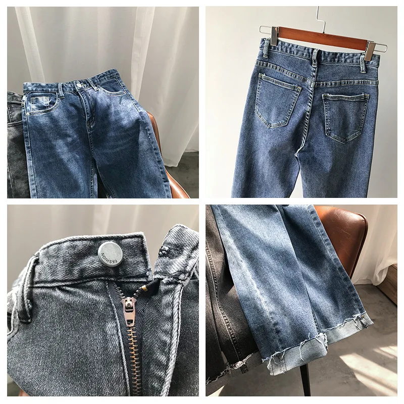 2019 autumn wear jeans woman new Korean version of the thin thin wild mom jeans retro loose womens jeans straight women jeans