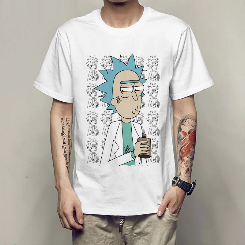 4 Мужская футболка с круглым вырезом, свободная футболка с принтом rick and morty, Новые повседневные футболки топы - Цвет: 4
