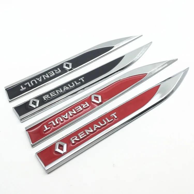 

2pcs Black or Red Renault Car Styling Metal Sticker Car Side Fender Emblem Sticker Rear Bumper Trunk Badge Decal Accessories