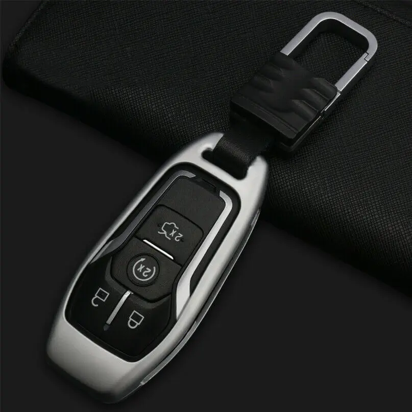 Чехол для ключей из цинкового сплава с брелком для Ford Lincoln MKZ MKC MKX Mustang F-150 Explorer - Название цвета: Silver