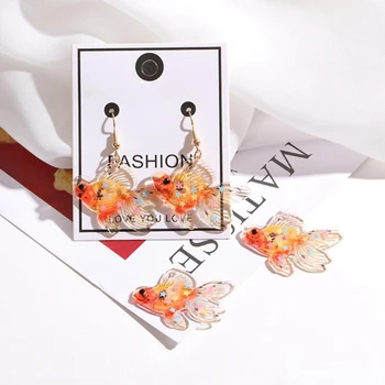 

2pcs/lot Acrylic Goldfish Charms Pendant For DIY Earrings Jewelry Pendant Material Accessories