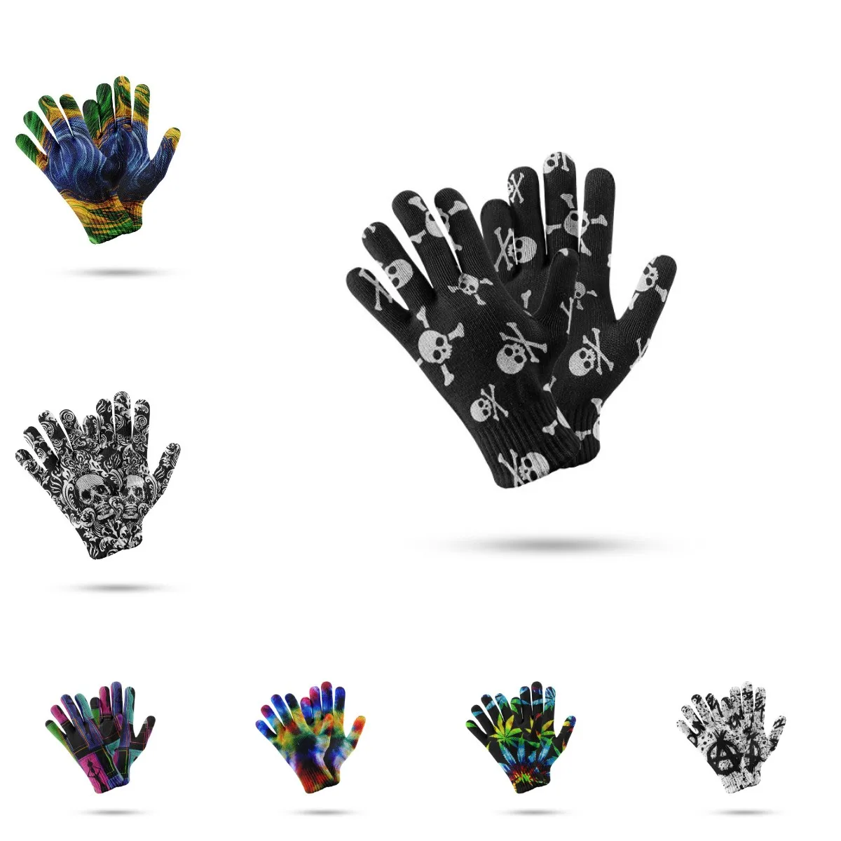 New Gloves For Men and Women Windproof Creative Funny Hip-hop Series Riding Writing Five-finger Touch Screen Gloves